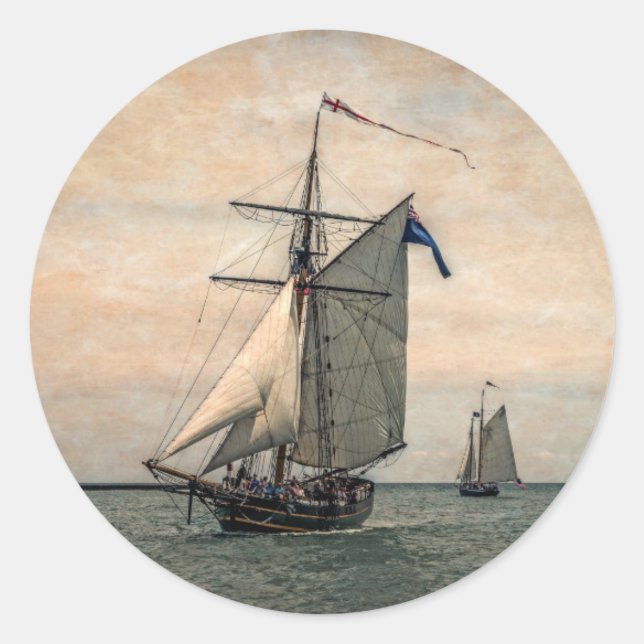 Tall Ships Festival, Digitally Altered Classic Round Sticker (Front)