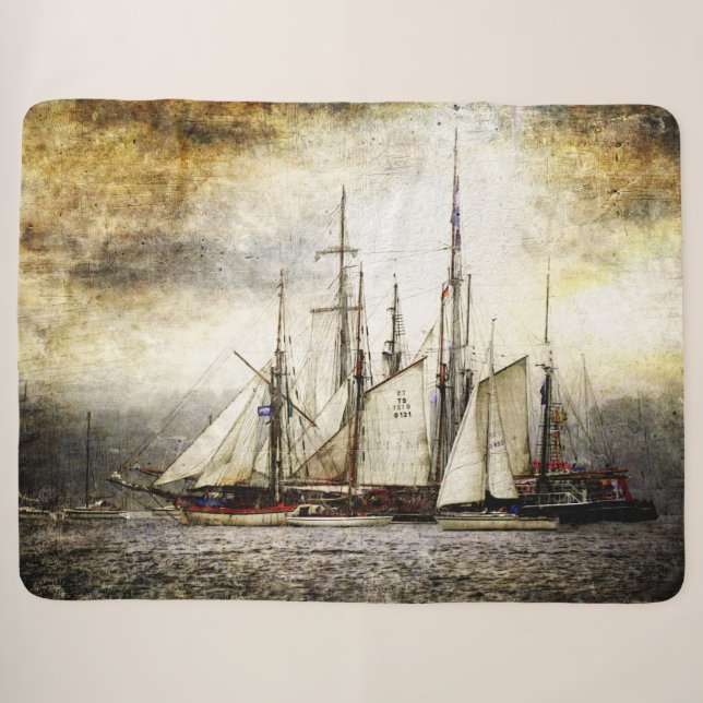 TALL SHIPS SHERPA BLANKET (Front (Horizontal))