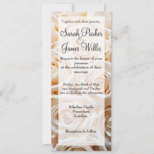 Tall soft ivory rose invite