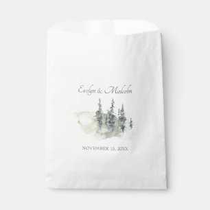 Tall Timber Watercolor Evergreen Trees Wedding Favour Bags