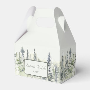 Tall Timber Watercolor Evergreen Trees Wedding Favour Box