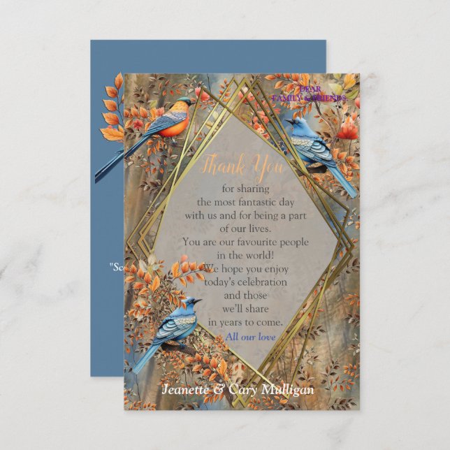 Tall trees, Autumn leaves & Bluebirds. RSVP Card (Front/Back)