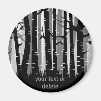 Tall Trees forest -  grey - on dark Magnet
