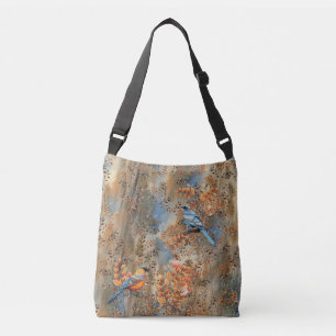 Tall trees, the Leaves of Autumn & Blue-Birds Crossbody Bag