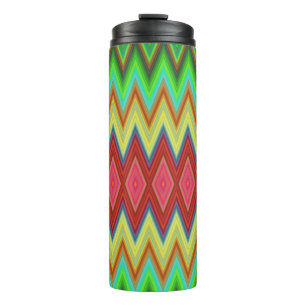 Tall tumbler featuring vibrant zigzag patterns