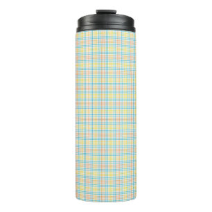 Tall tumbler with a black lid featuring a colourfu