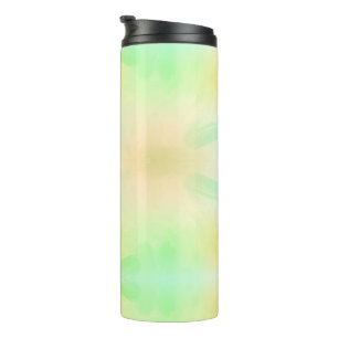 Tall tumbler with a black lid, featuring a gradien