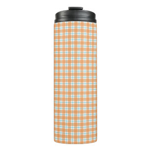 Tall tumbler with a black lid, featuring an orange