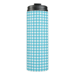 Tall tumbler with a blue and white chequered