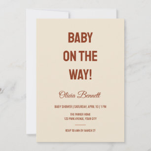 Tall Type Baby On the Way Baby Shower Invitation