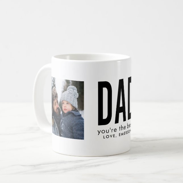 Tall Type Best Dad Two Photo Coffee Mug (Front Left)