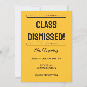 Tall Type Class Dismissed Graduation Invitation