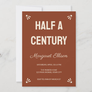 Tall Type Half a Century 50th Birthday Invitation