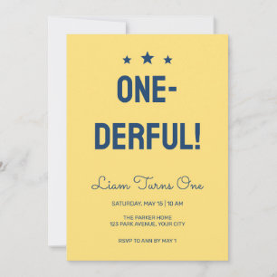 Tall Type Onederful 1st Birthday Invitation