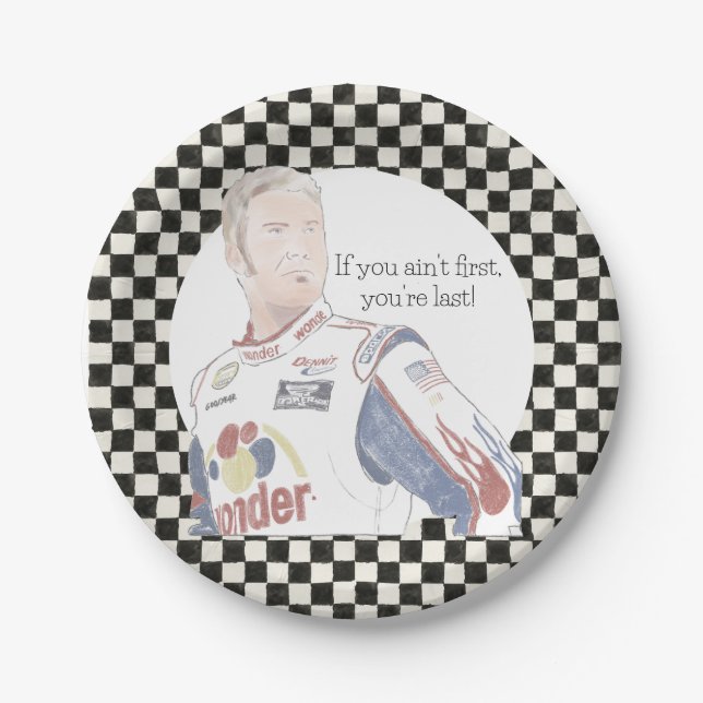Talladega First Birthday Plates Racing Chequered (Front)