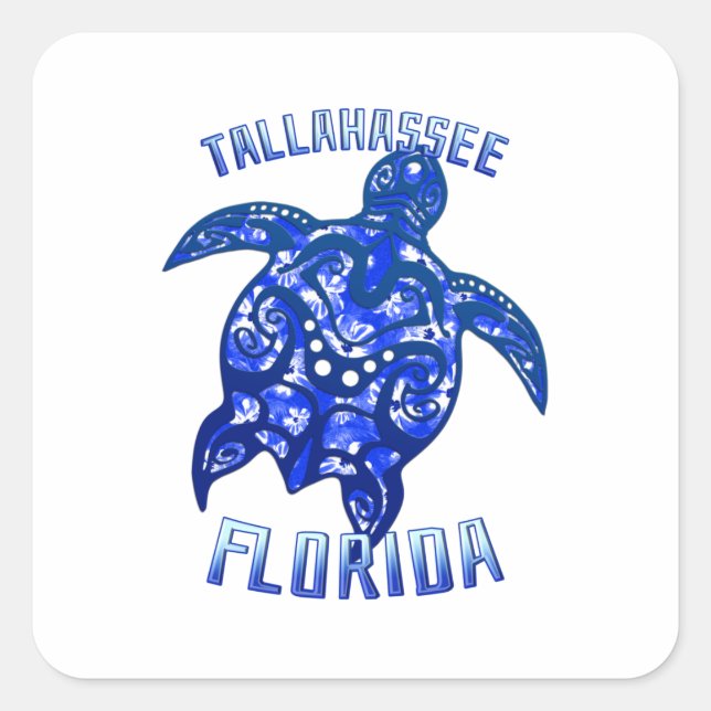 Tallahassee Florida Vacation Tribal Turtle Square Sticker (Front)