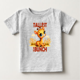 Tallest in the Bunch pun Cute Baby Giraffe cartoon Baby T-Shirt