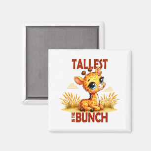 Tallest in the Bunch pun Cute Baby Giraffe cartoon Magnet