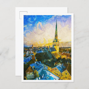 Tallin Estonia Beautiful Oil Paint Landscape Postcard