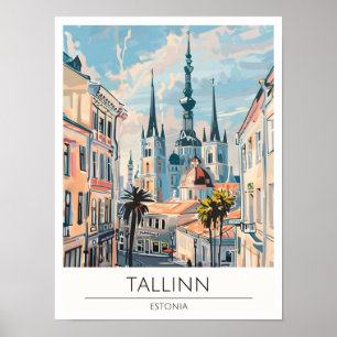 Tallin Estonia Vintage Art Illustration Travel Poster