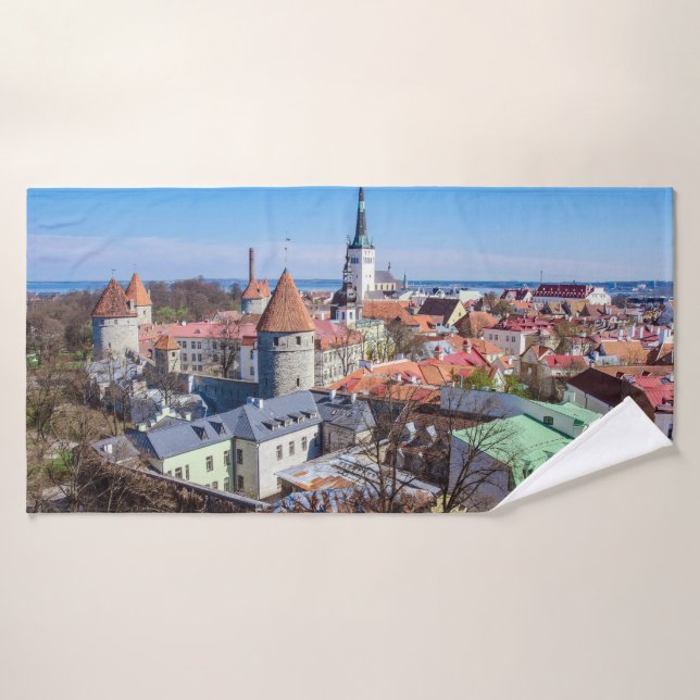 Tallinn downtown aerial view bath towel (Bath Towel)