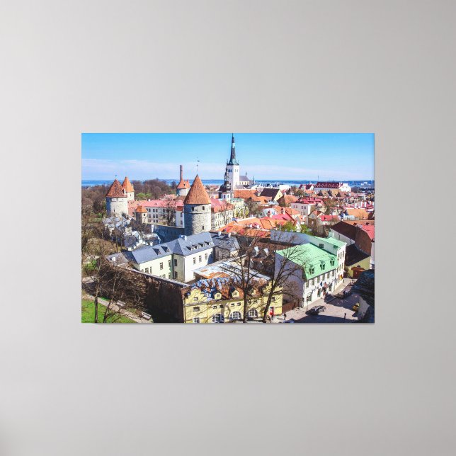 Tallinn downtown aerial view canvas print (Front)