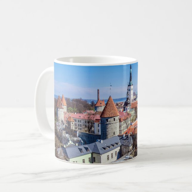 Tallinn downtown aerial view coffee mug (Front Left)