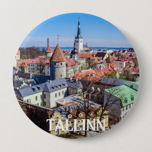 Tallinn downtown aerial view in Estonia 10 Cm Round Badge