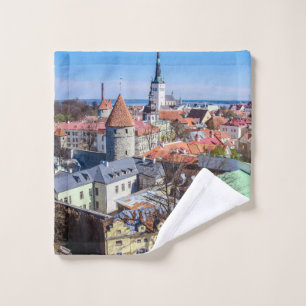 Tallinn downtown aerial view wash cloth