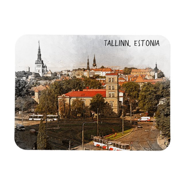 Tallinn Estonia City Panorama View Magnet (Horizontal)