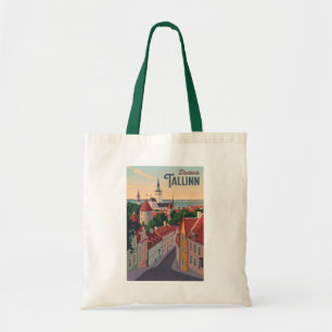 Tallinn Estonia Illustration Travel Art Vintage Tote Bag