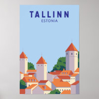 Tallinn Estonia Retro Travel Art Vintage