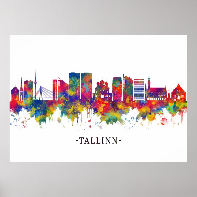 Tallinn Estonia Skyline Poster (Front)
