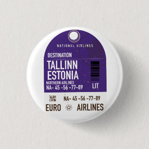 Tallinn Estonia travel ticket Metal Print 3 Cm Round Badge