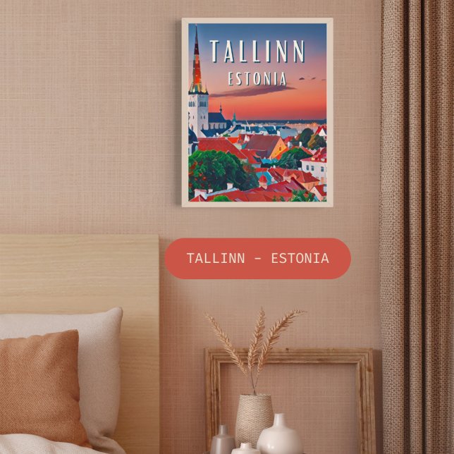 Tallinn, medieval city of Estonia Poster (Tallinn, ville médiévale de l'addition)