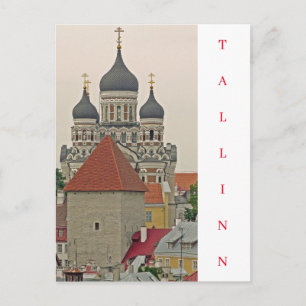 Tallinn Old Town tower and cathedral postcard