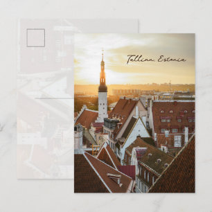 Tallinn skyline at sunrise, Estonia travel photo Postcard