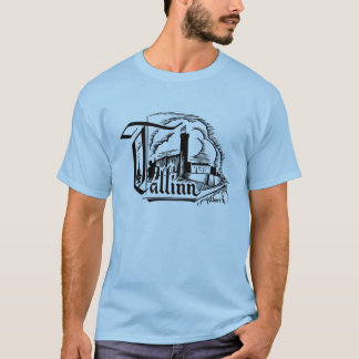 Tallinn Woodcut Logo Style Print T-Shirt