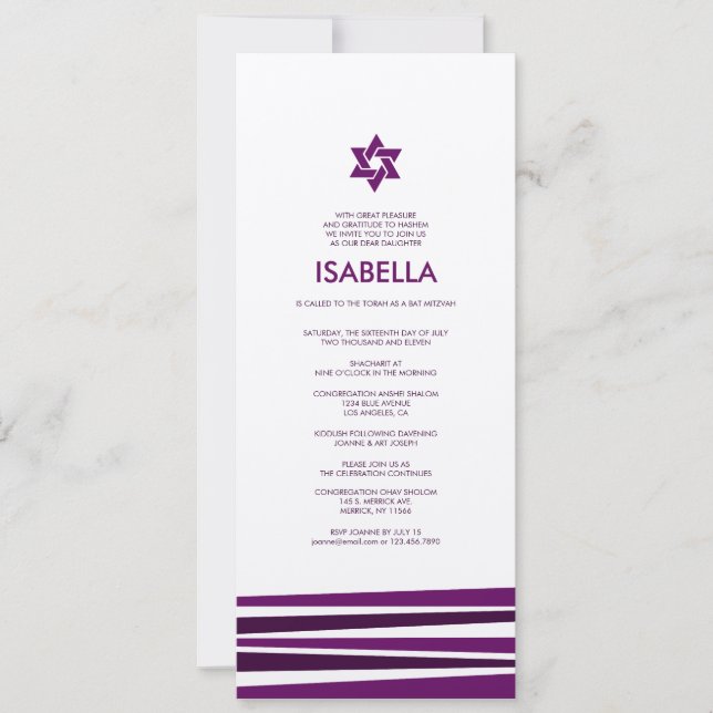 Tallit Bar Mitzvah in Metallic Silver Invitation (Front)
