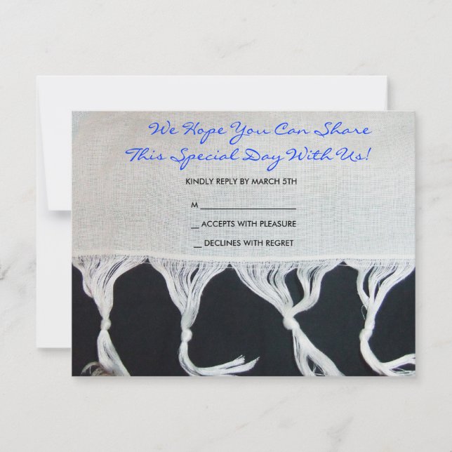 Tallit Tallis Bar Bat Mitzvah Invitation Inv Reply (Front)