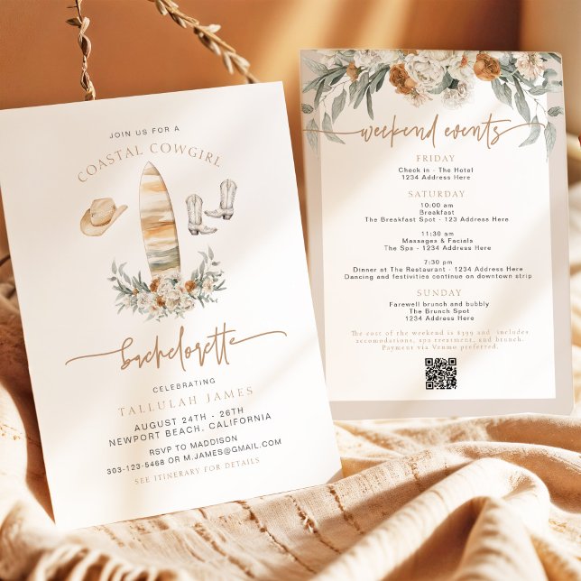 TALLULAH Earthy Boho Coastal Cowgirl Bachelorette Invitation (Creator Uploaded)