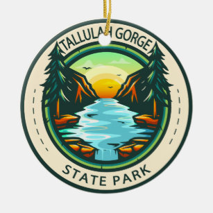Tallulah Gorge State Park Georgia Badge Ceramic Tree Decoration