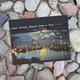 Talmadge Bridge Night Savannah GA retro Postcard