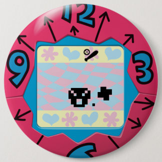 Tamagotchi badge. 6 cm round badge