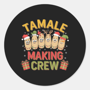 Tamale Making Crew Funny Mexican Christmas Pyjamas Classic Round Sticker