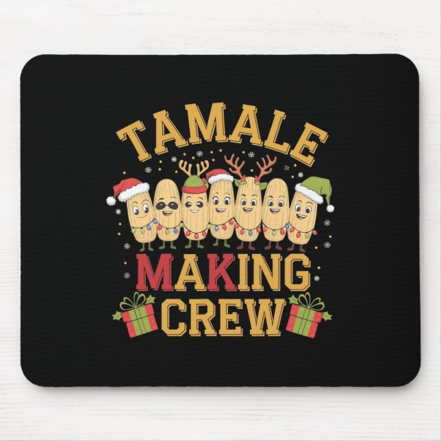 Tamale Making Crew Funny Mexican Christmas Pyjamas Mouse Pad (Front)