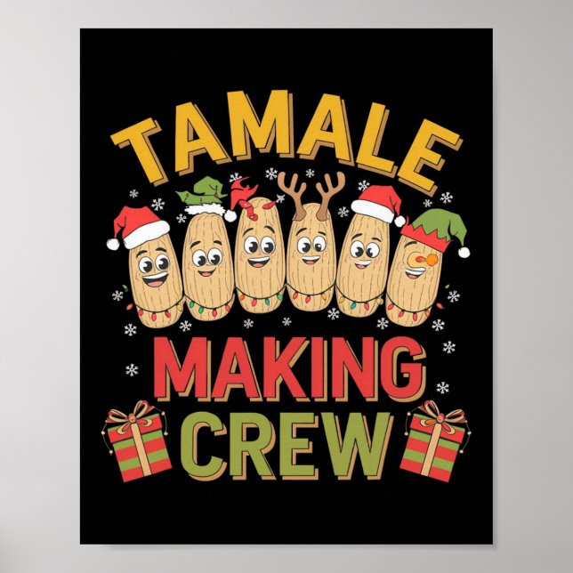 Tamale Making Crew Funny Mexican Christmas Pyjamas Poster (Front)