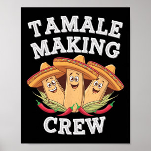 Tamale Making Crew Funny Mexican Christmas Pyjamas Poster