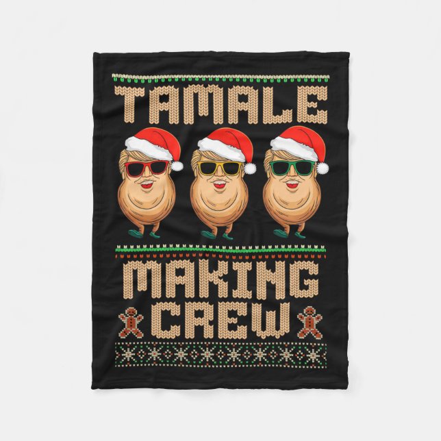 Tamale Making Crew Tamale Season Funny Mexican Chr Fleece Blanket (Front)