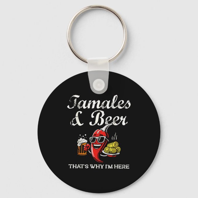 Tamales &amp; Beer Funny Tamale Season Mexican Chr Key Ring (Front)